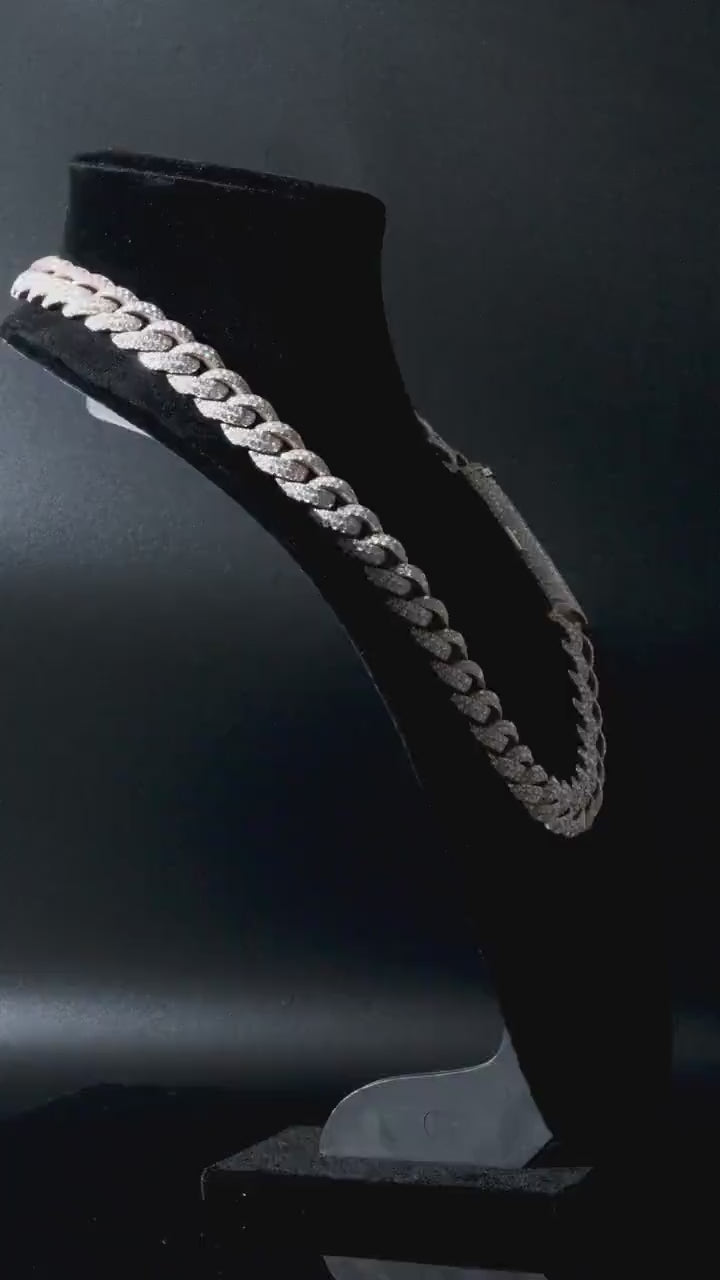 18mm Miami Cuban Link Chain | 2 rows of VVS1 Quality Round-Cut Moissanite | Passes Diamond Tester | Rhodium-Plated 925 Sterling Silver