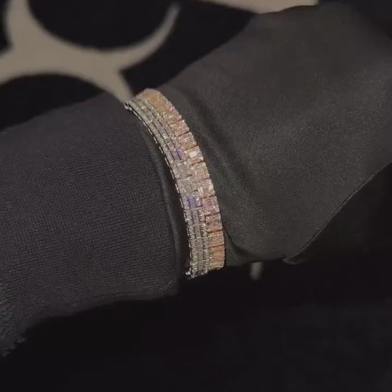 VVS-VS Lab Grown Diamond Bracelet in Solid 10K Gold - Baguette & Round Cut CVD Diamonds - White, Rose, Yellow, Two-Tone Options