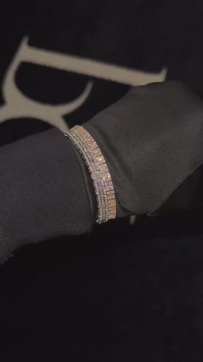 VVS-VS Lab Grown Diamond Bracelet in Solid 10K Gold - Baguette & Round Cut CVD Diamonds - White, Rose, Yellow, Two-Tone Options