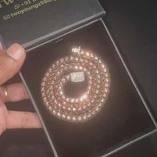 8mm Miami Cuban Link Chain, Iced Lock Box with Custom Name, Men/Women Chain, Cuban Necklace, Available in 925 Sterling Silver
