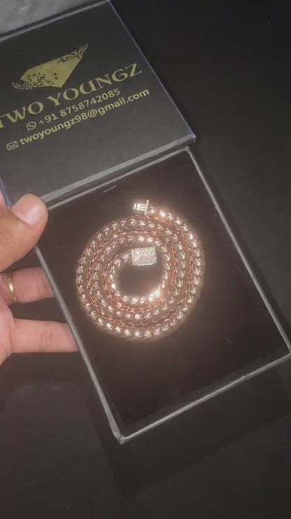 8mm Miami Cuban Link Chain, Iced Lock Box with Custom Name, Men/Women Chain, Cuban Necklace, Available in 925 Sterling Silver