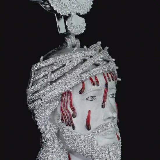 Bleeding Jesus Pendant with Bird Bail | 925 Silver/10K Gold | CZ, Moissanite, Lab Diamond | Hip Hop Bling Religious Necklace