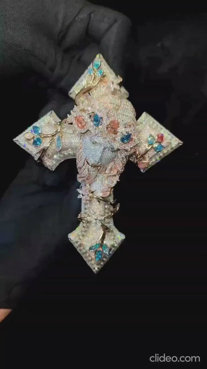 Jesus Cross Iced Out Hip Hop Pendant | Hidden Knife | Chunky Moissanite pendant | Swarovski Crystal | 925 Silver | Custom Moissanite Jewelry