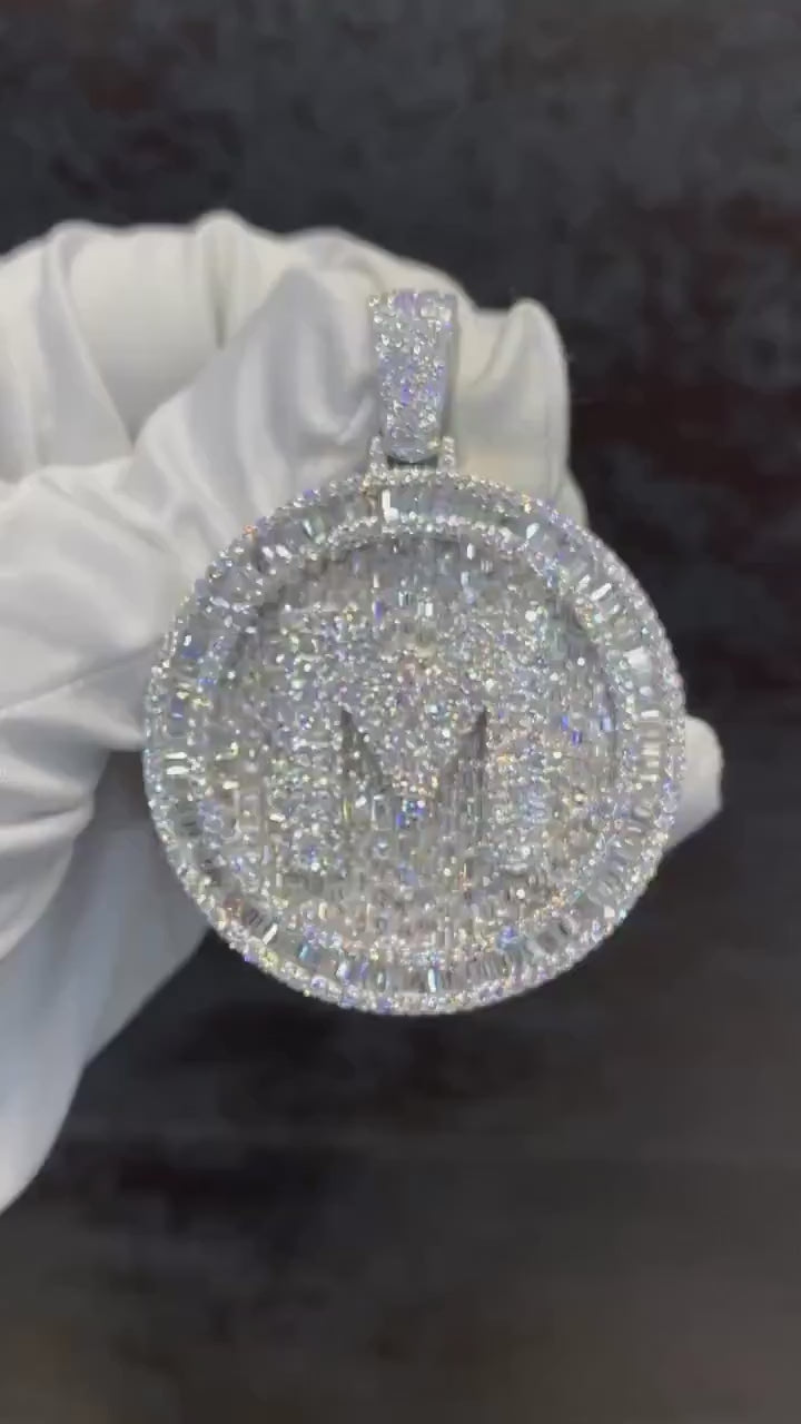 Custom made Iced Out Hip Hop Pendant | Moissanite Baguette pendant | 925 Silver/10K Gold | Pass diamond test | Solid Back | Super Icy Charm