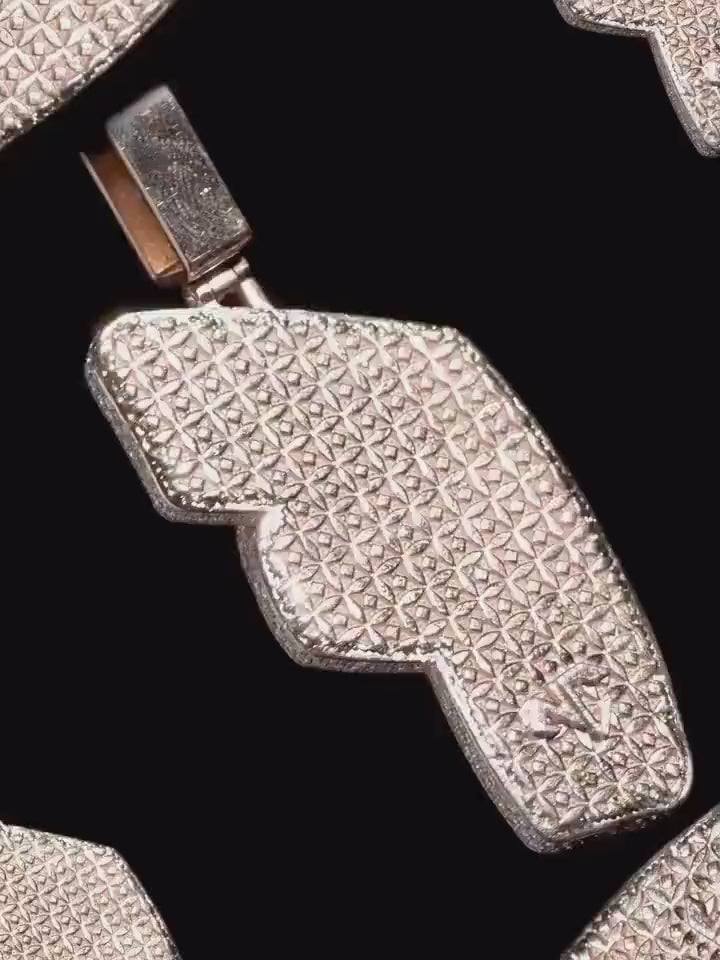 Emerald cut VVS1 Moissanite Layered Letter "F" Pendant, Iced out Chunky Pendant, Custom Letter, 925 Sterling Silver/10k, HipHop Pendant