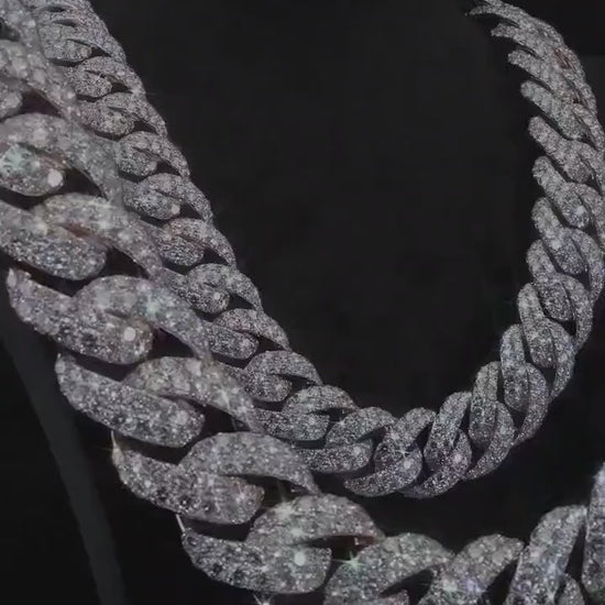 26mm Iced Cuban Link Chain, VVS Moissanite Necklace, Diamond Tester Pass, Men’s Hip Hop Jewelry, Custom Iced Out Chain
