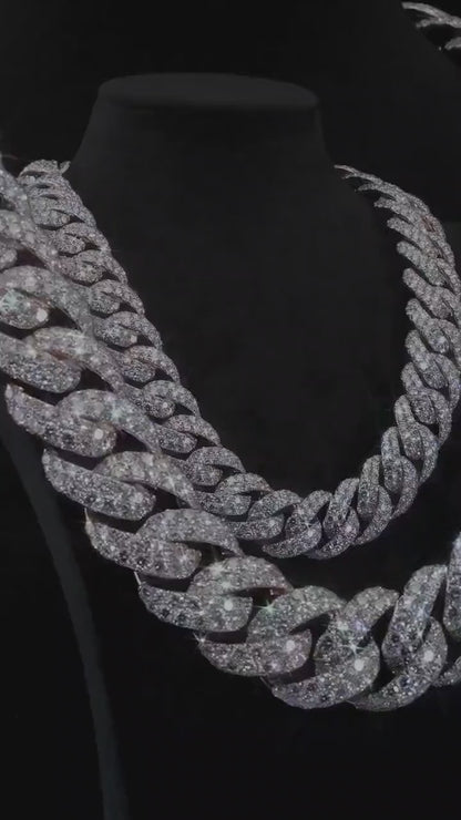 26mm Iced Cuban Link Chain, VVS Moissanite Necklace, Diamond Tester Pass, Men’s Hip Hop Jewelry, Custom Iced Out Chain